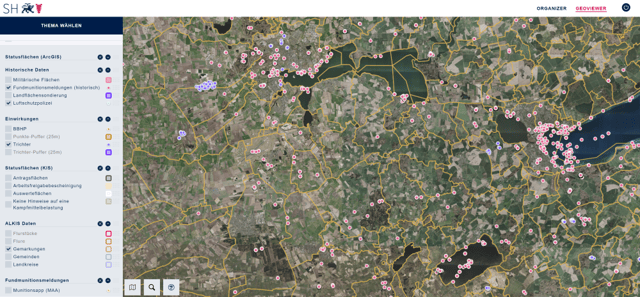 The user interface of the explosive ordnance information system makes all data available in one place